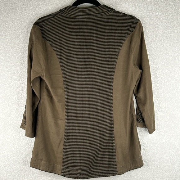 XCVI Linen Blend Green Lightweight 3 Button 3/4 Sleeve Jacket Size Small - Picture 4 of 7